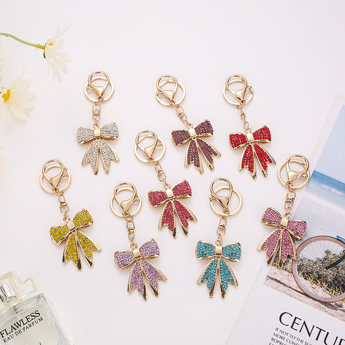 Wholesale Alloy Rhinestone Keychain Bow Women's Bag Key Chain Jewelry Accessories Pendant