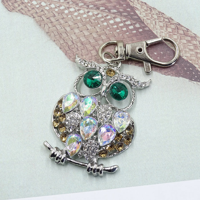 Wholesale Creative jewelry bag pendant alloy diamond shiny acrylic cute owl