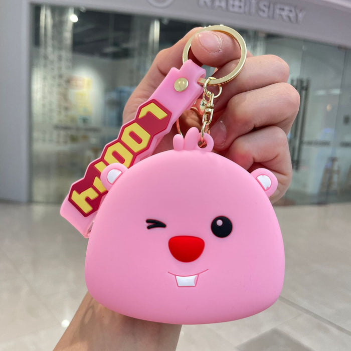 Wholesale Keychain pendant, cartoon silicone coin purse, cute little wallet