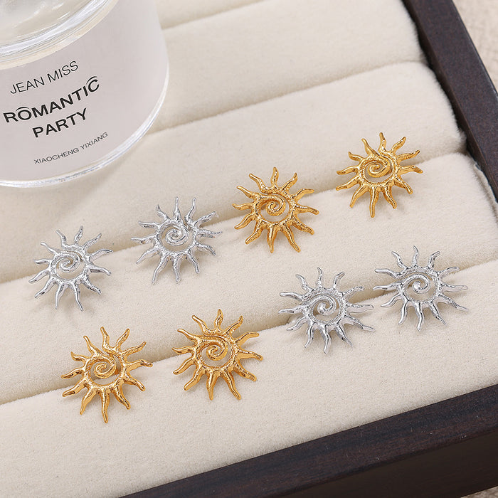 Wholesale Sun Stainless Steel Gold-Plated Earrings Popular Earrings Sunflower Earrings