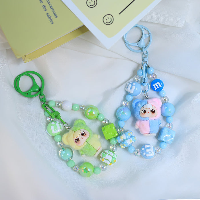 Wholesale Flocking car keychain pendant cartoon cute clown doll bag pendant