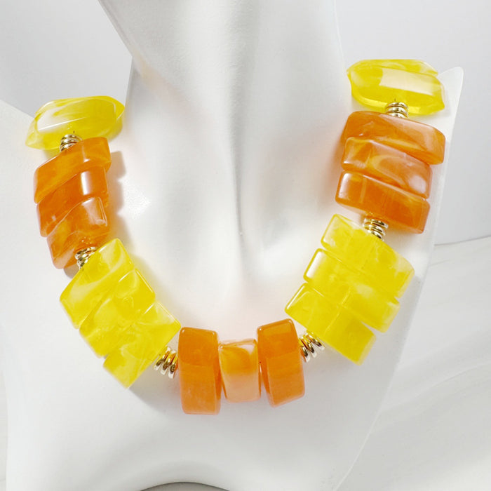 Wholesale Acrylic Bohemian Rainbow Beaded Chain Necklace Jewelry Accessory MOQ≥10