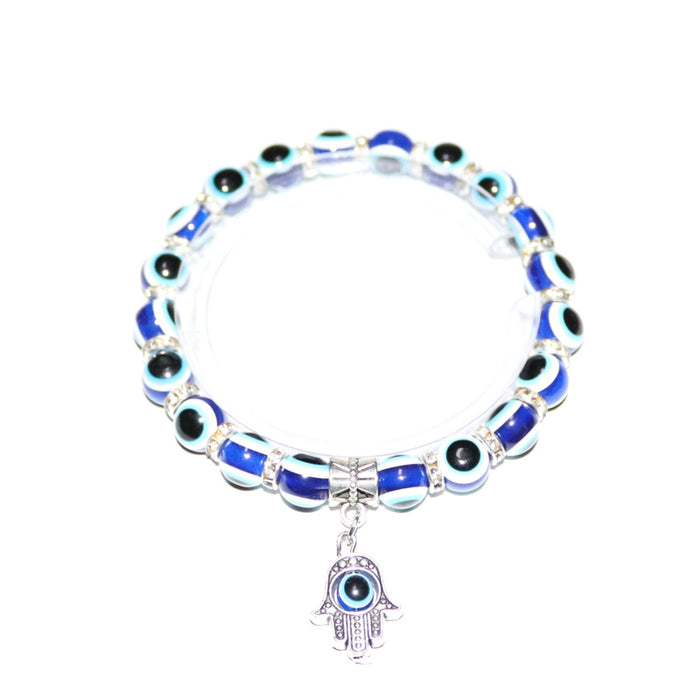 Wholesale Devil's eye Evil eye Palm Pendant Bracelet Evil eye Beaded Elastic Bracelet for Women