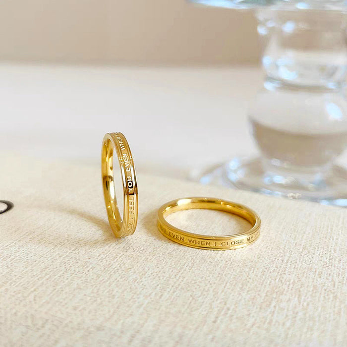 Wholesale Minimalist letter couple ring, fashionable temperament, titanium steel index finger ring, non fading ring, high aesthetic value