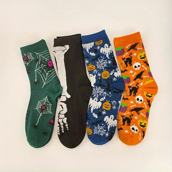 Wholesale  Skull Pumpkin Cartoon Printed Casual Socks Sweat-absorbent Autumn and Winter Mid-tube Socks for Men and Women