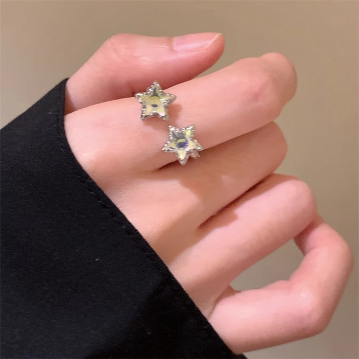 Wholesale Niche five-pointed star  pleated open ring