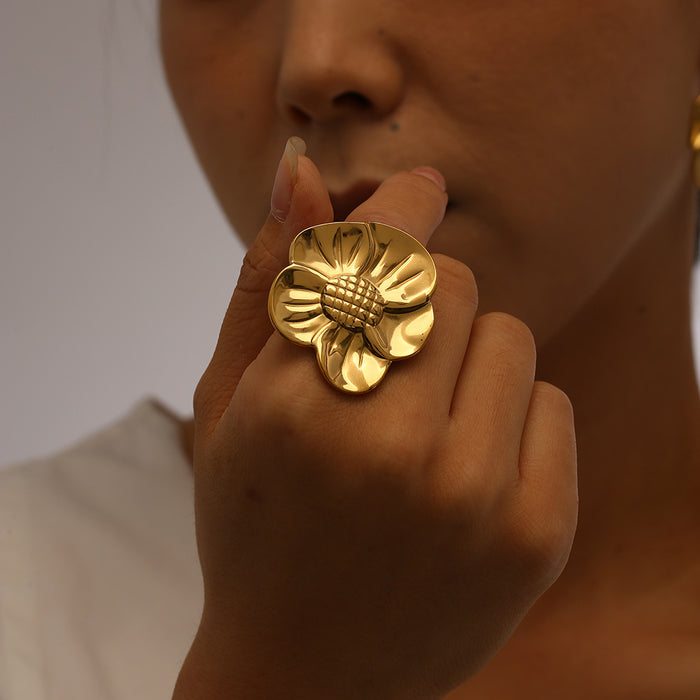 Wholesale Fashion and Personalized Stainless Steel Flower Bracelet Sunflower Bracelet Earring Set Wholesale