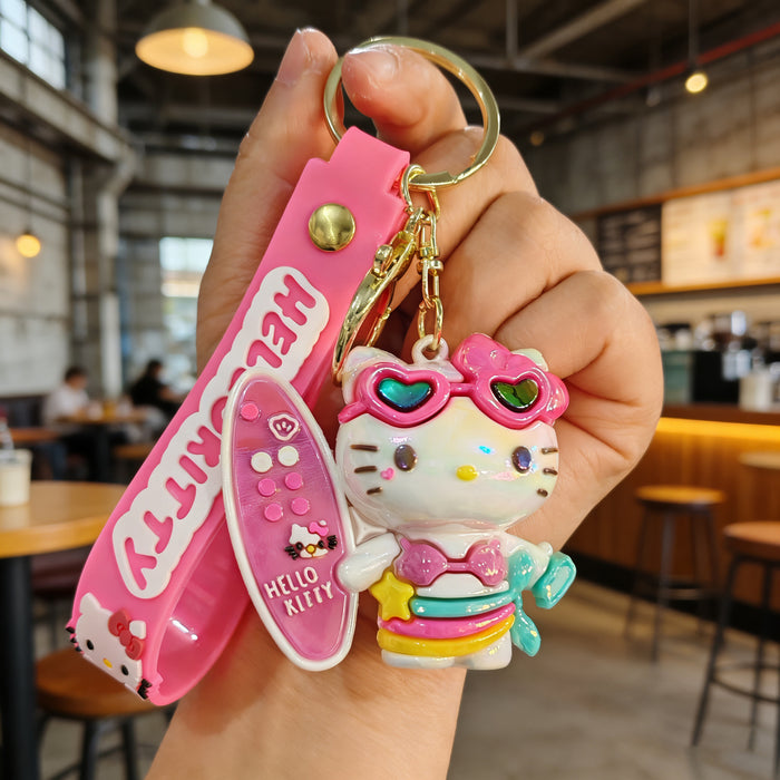 Wholesale Electroplated cartoon cat silicone keychains