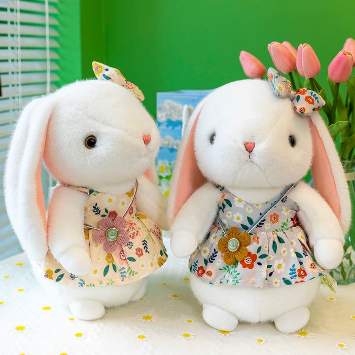 Wholesale Cute White Rabbit plush toy floral skirt rabbit doll