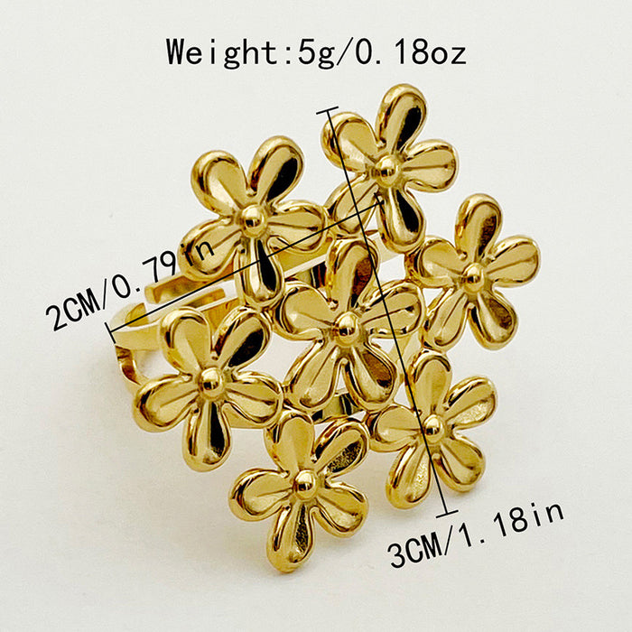 Wholesale Stainless Steel Geometric Lollipop Sun Flower Ring JDC-RS-Jinyue006