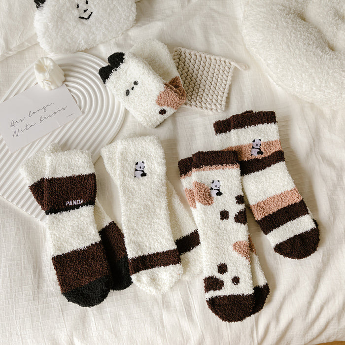 Wholesale Coral Velvet Socks Women's Velvet Thickened Warm Towel Socks Cartoon Sleeping Socks