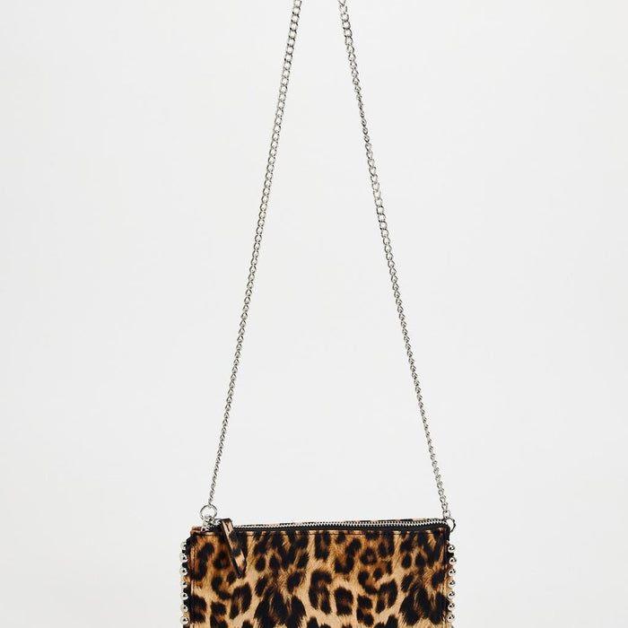 Wholesale Leopard Print Rivet Decorated Mini Shoulder Crossbody Bag