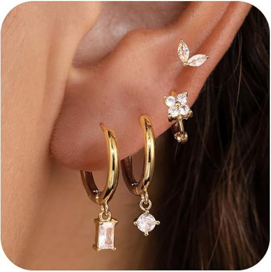 Wholesale Real gold brass electroplated fashionable women's zircon inlaid chain tassel pendant women's earrings