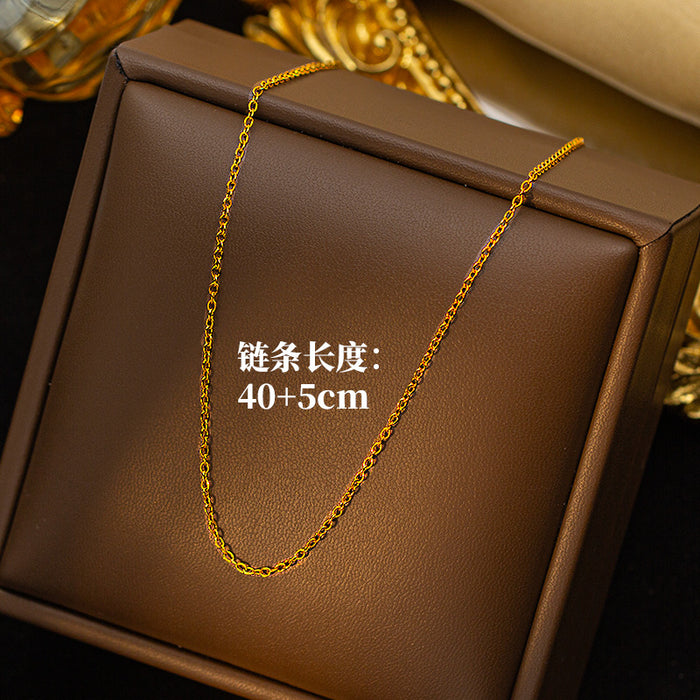 Wholesale Copper-set zircon four-leaf clover colored Titanium steel pendant necklace and earring set