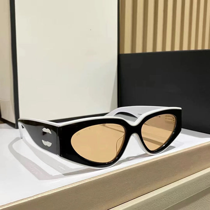 Wholesale Sunglasses, brown lenses, narrow frame sunglasses, panda black and white color scheme