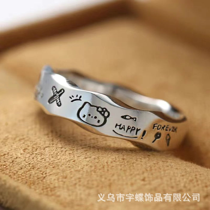 Wholesale New original design ring cartoon couple pairing ring cute letter opening adjustable ring
