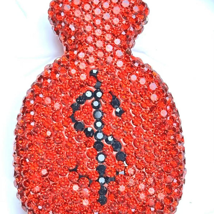 Wholesale New Diamond Inlaid Money Bag Keychain Accessories Car Pendant Diamond Inlaid Apple shaped Jewelry Accessories DIY Jewelry