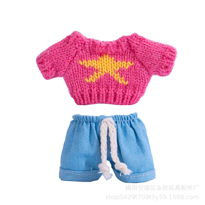 Wholesale Doll clothes Pendant Clothes Knitted Sweater with Jeans Replacement Shoe Keychain Vinyl Doll