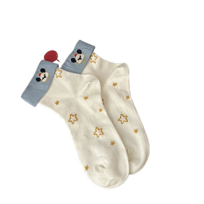 Wholesale College style ruffled cute cartoon combed cotton