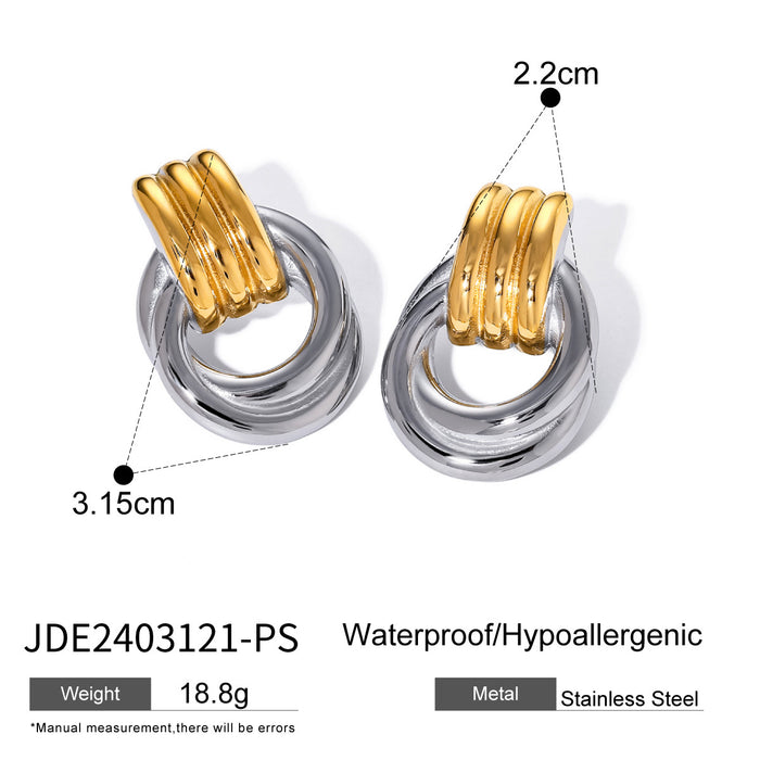 Wholesale Gold and Silver Color Matching Stainless Steel Thread Winding Earrings JDC-ES-JD354