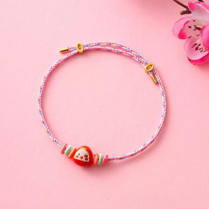 Wholesale Colorful Rope Pink Handmade Woven Bracelet Niche Exquisite  Children' s Cute Accessories