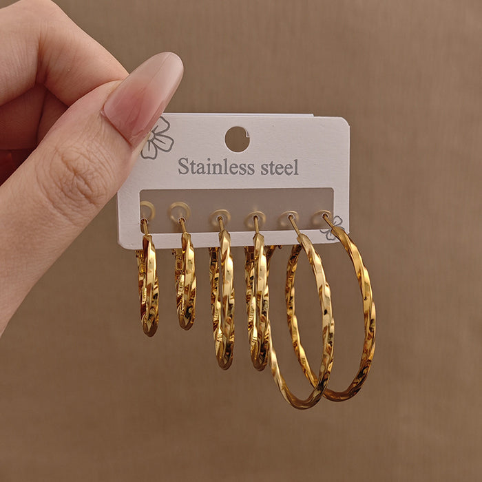 Wholesale Love pentagram earrings, exaggerated large earrings, high-end stainless steel earrings, gold-plated round earrings