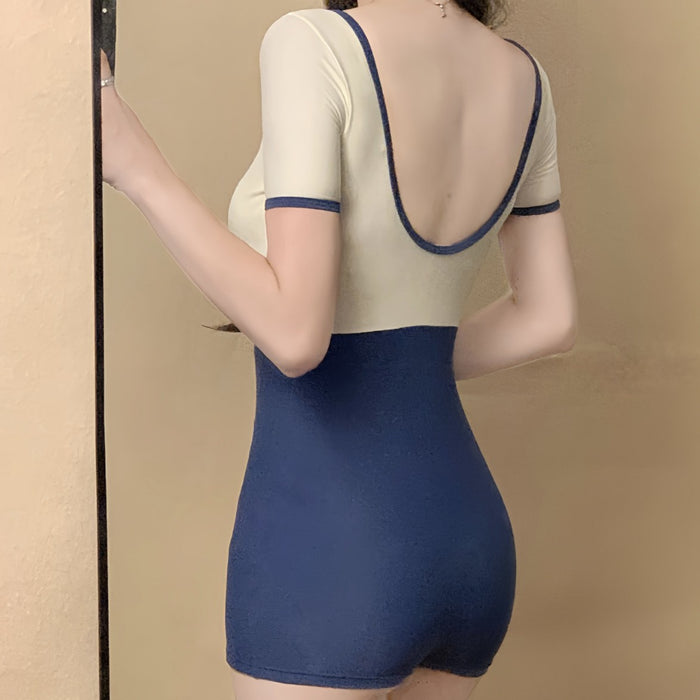 Wholesale Swimsuit Swimsuit Swimming Pool Special Racing Color Collision Conservative Flat Corner Swimsuit Hot Spring Beach Vacation