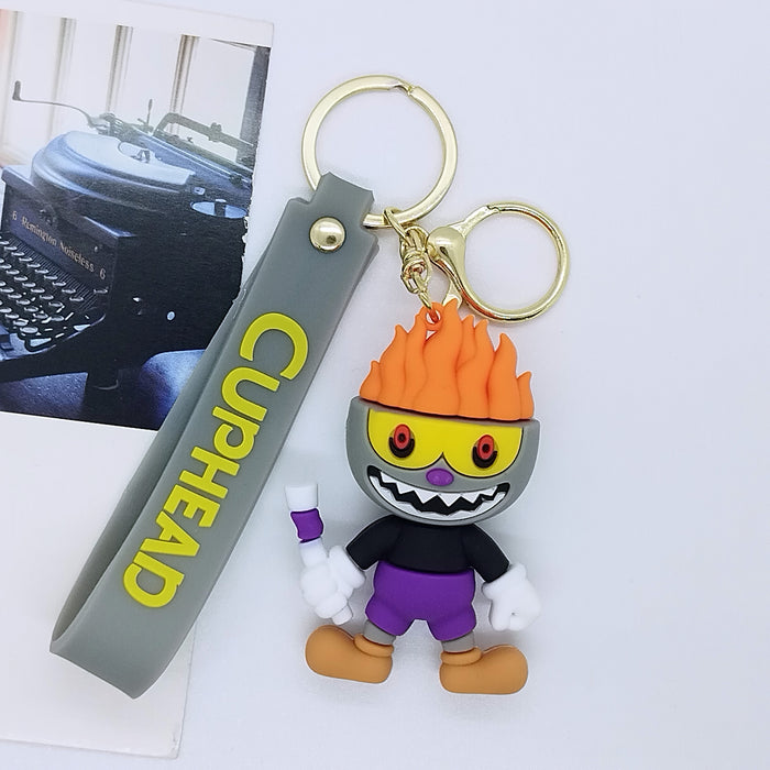 Wholesale cartoon teacup head big adventure key chain pendant bag car key chain accessories