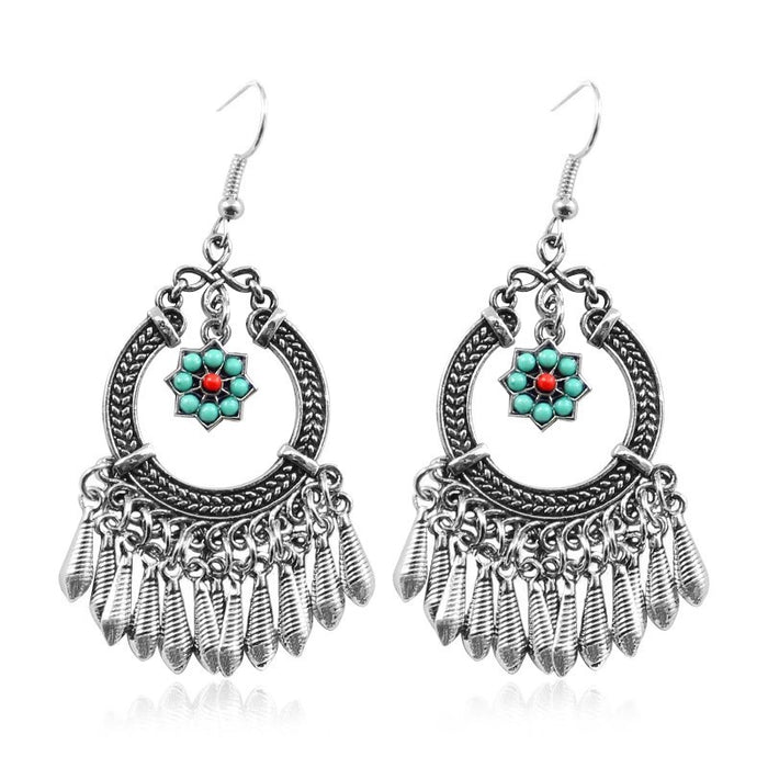 Wholesale Alloy Tassel Long Ethnic Style Earrings JDC-ES-Gumi008