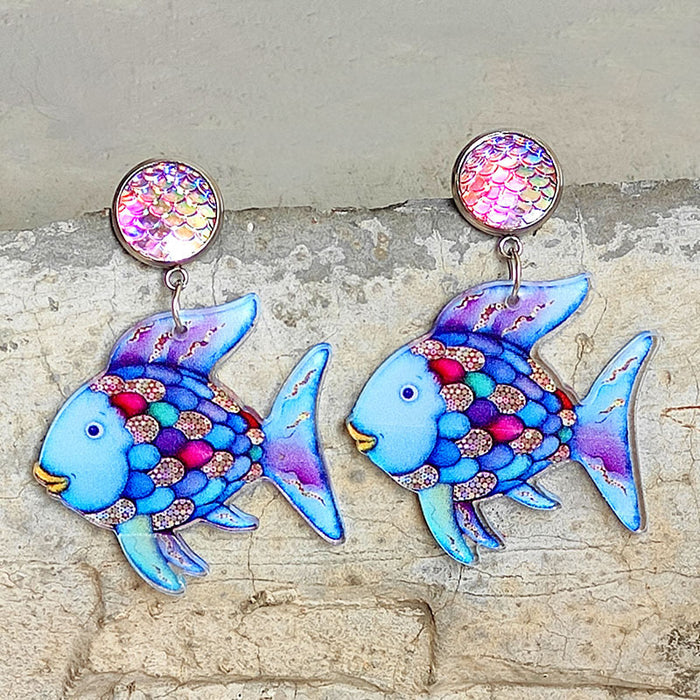 Wholesale 2PCS/PACK Cartoon Manta Ray Earrings Marine Animal Acrylic Earrings JDC-ES-HeYi119