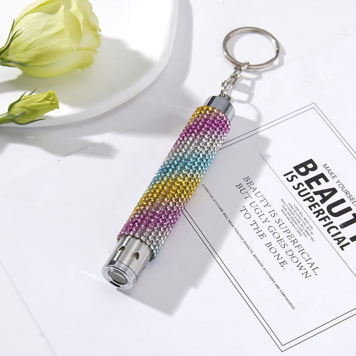 Wholesale Diamond-studded Mini Flashlight Metal Keychain JDC-KC-ZY015