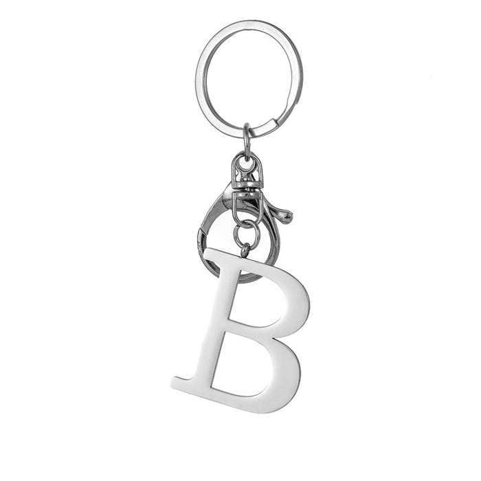 Wholesale Stainless Steel  Letter Key Chain Titanium Steel Keychain Initial Letter Modern Simple Backpack Pendant