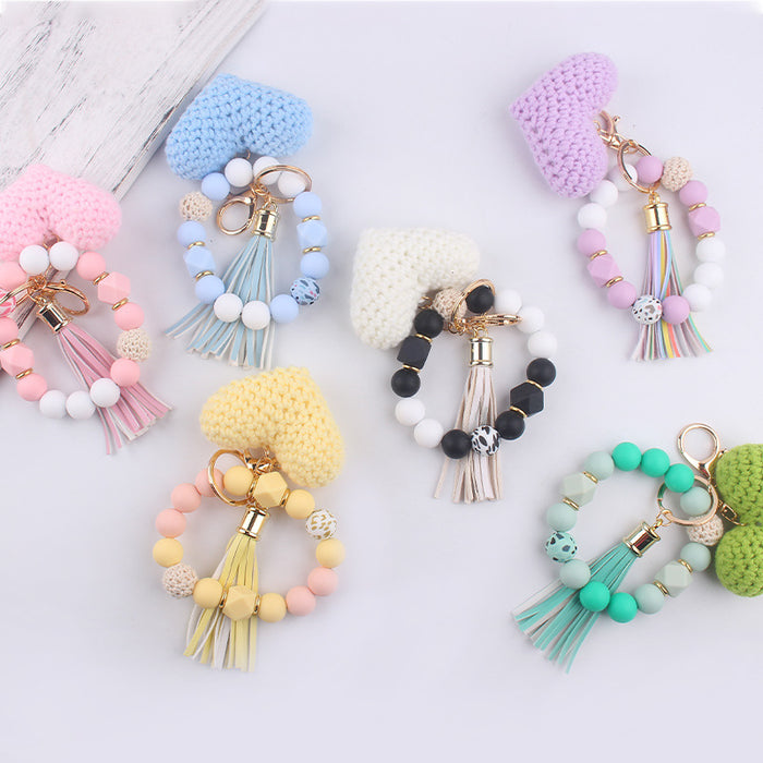 Wholesale Cartoon Love Bracelet Beaded  Keychain