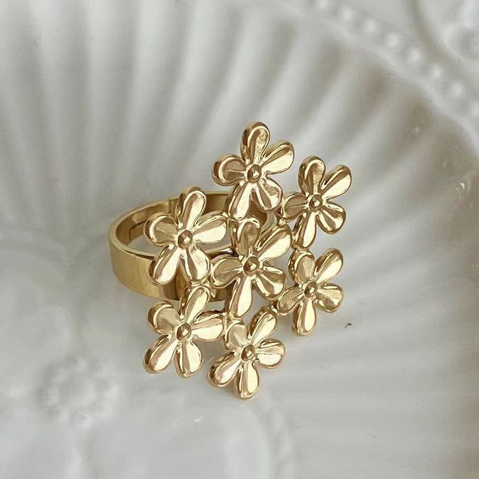 Wholesale Stainless Steel Geometric Lollipop Sun Flower Ring JDC-RS-Jinyue006