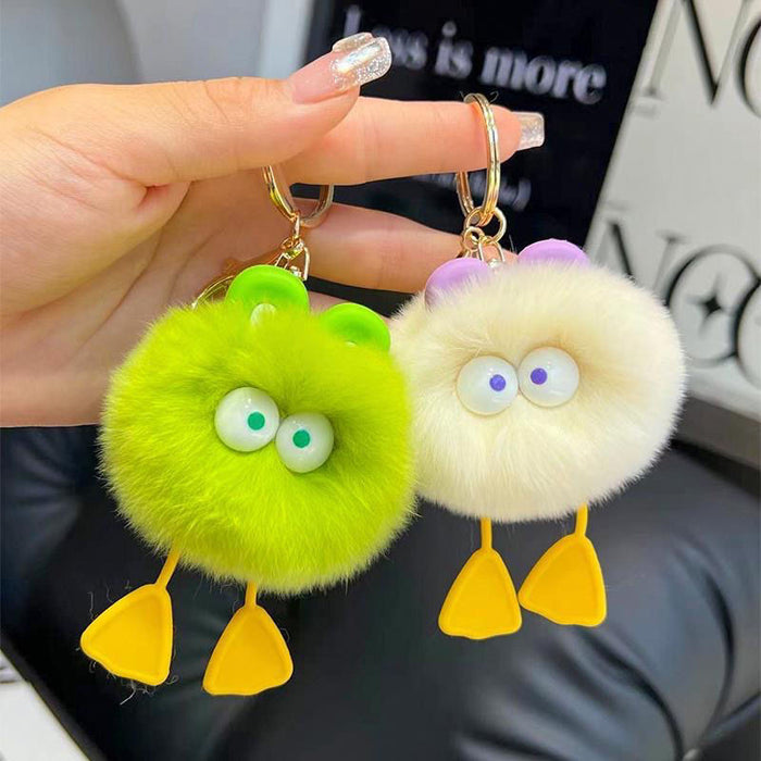 Wholesale Cute little furry ball car keychain pendant plush book bag pendant