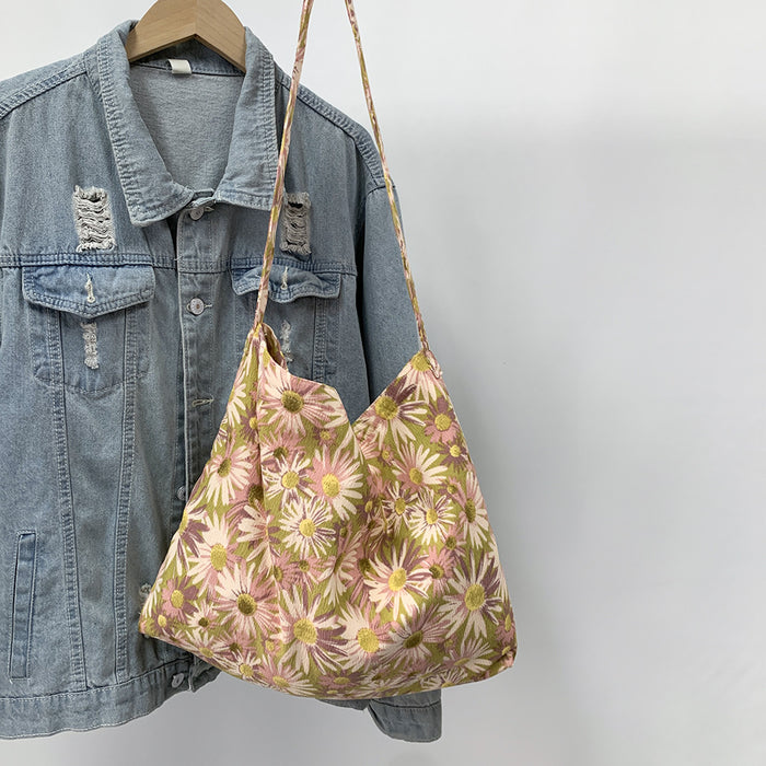 Wholesale Diagonal cross bag, large capacity single shoulder shopping bag, fashionable canvas bag