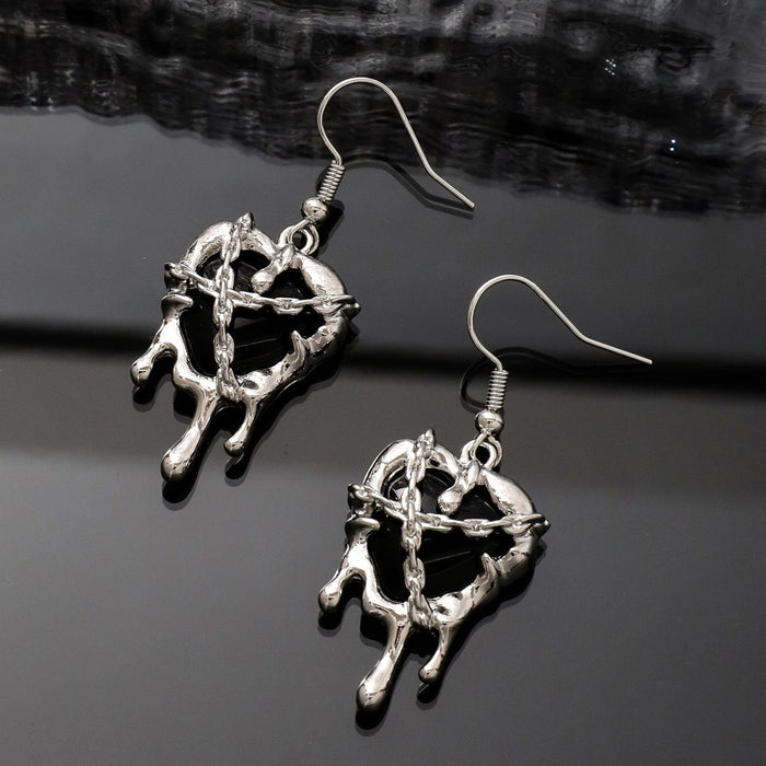 Wholesale Lava Love Heart Blood Alloy Earrings JDC-ES-JunJie003