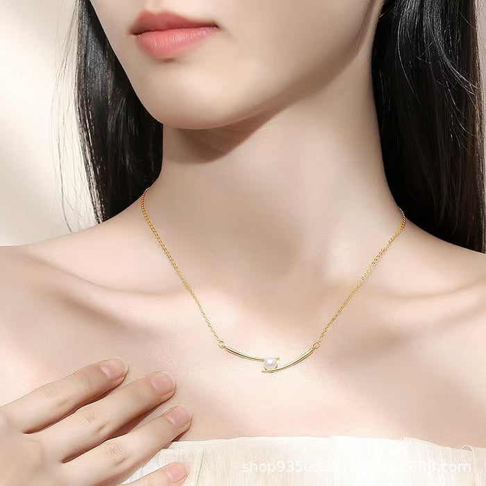 Wholesale Cross pearl necklace, light luxury, niche, high-end, collarbone chain