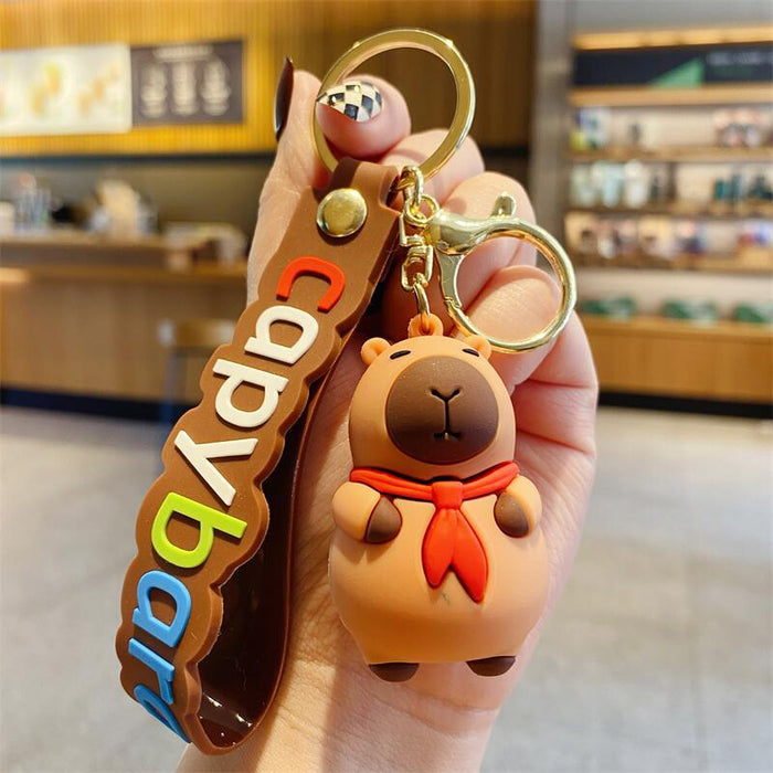 Wholesale Lovable Cabibala Keychain Cartoon Water Guinea Pig Doll Small Pendant Couple Key Chain School Bag Hanging Ornaments