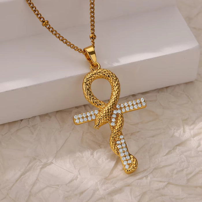 Wholesale Copper Micro-Paved Zircon Fashion Cross Pendant Women' s Necklace