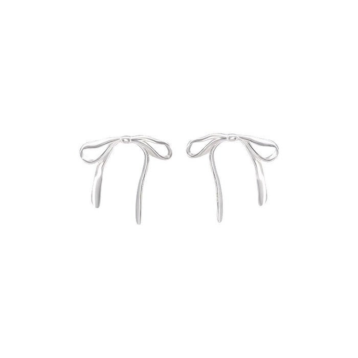 Wholesale Butterfly Knot Silver Ear Nails Versatile Earrings Simple, Exquisite, High End Earrings