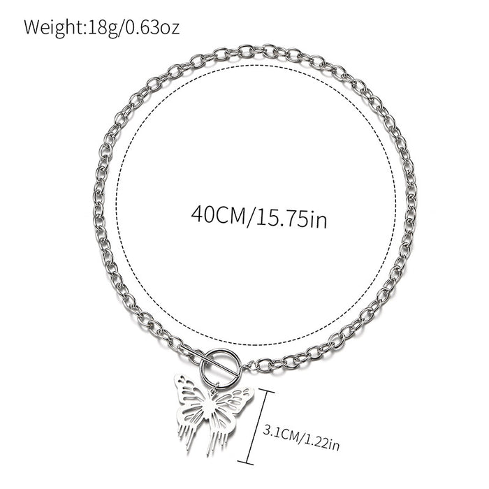Wholesale Exaggerated Butterfly Pendant Personalized Alloy Thick Chain Necklace