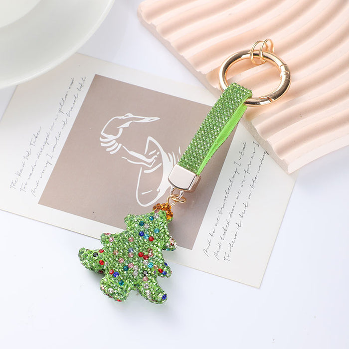 Wholesale Diamond-studded Christmas tree keychain,  Christmas gift,  car keyring