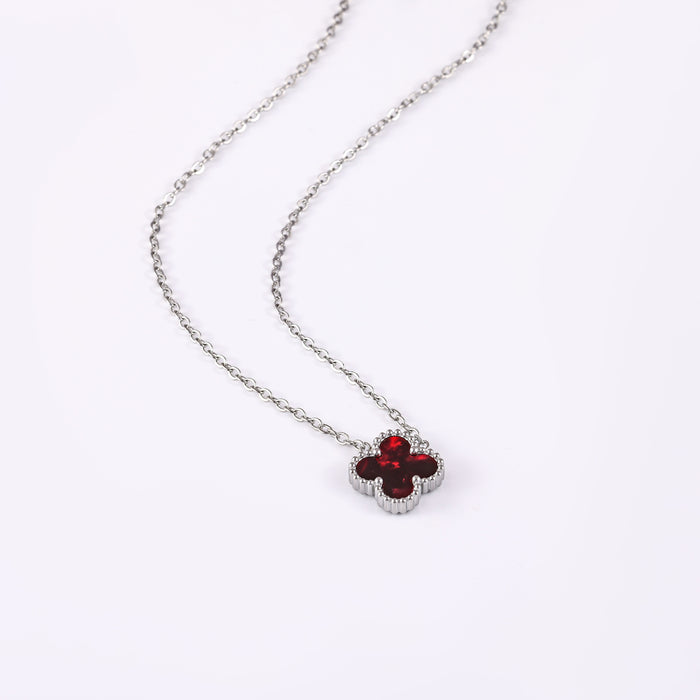 Wholesale Stainless Steel Double-Sided Gold-Plated Four-Leaf Clover Necklace