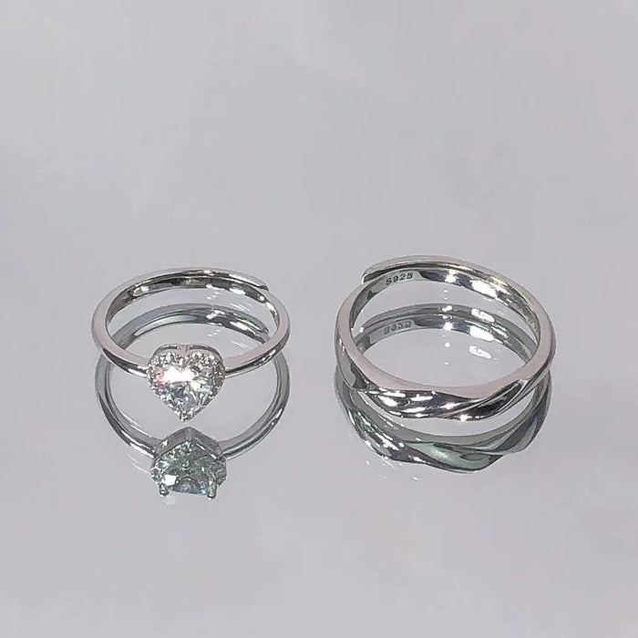 Wholesale Couple's ring for men and women, light luxury, niche, simple and fashionable, star point matching ring with adjustable opening