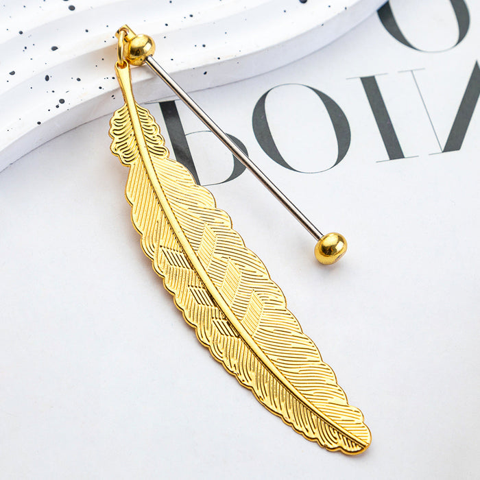 Wholesale Beadable Feather Bookmarks Metal DIY for Beadable Bar JDC-BM-HuaH002
