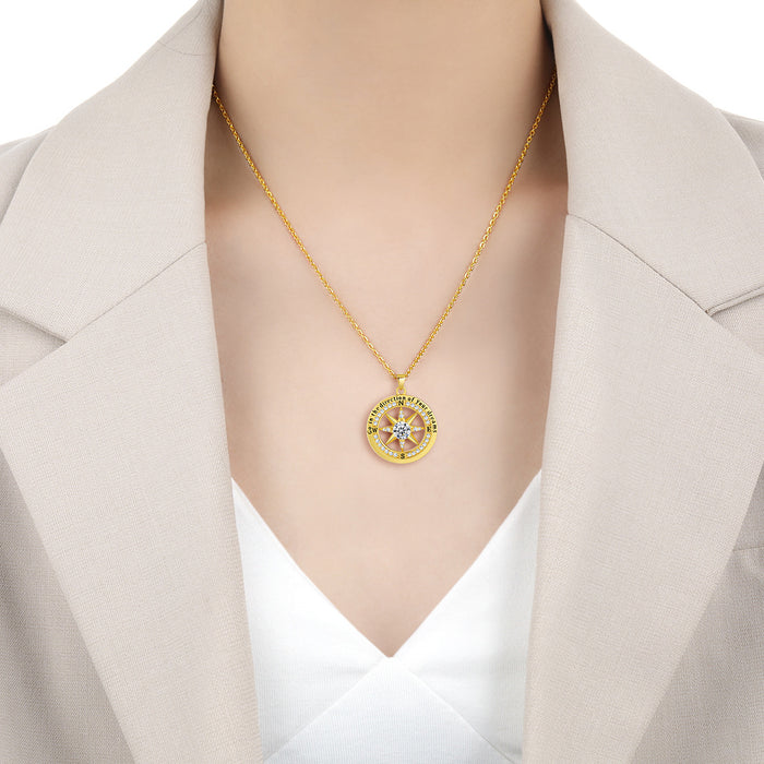 Wholesale Compass English pendant, niche octagonal star compass necklace