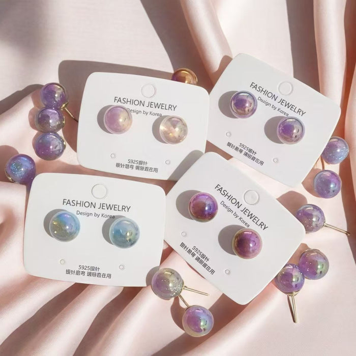 Wholesale Silver Needle 12MM Colorful Pearl Earrings with High Quality and Charm Candy Color Earrings