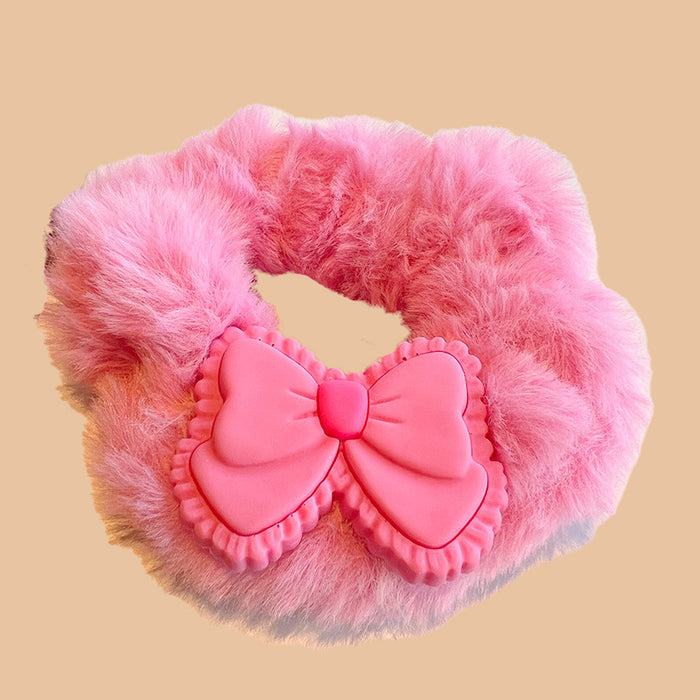 Wholesale Large plush textured scrunchie with bow