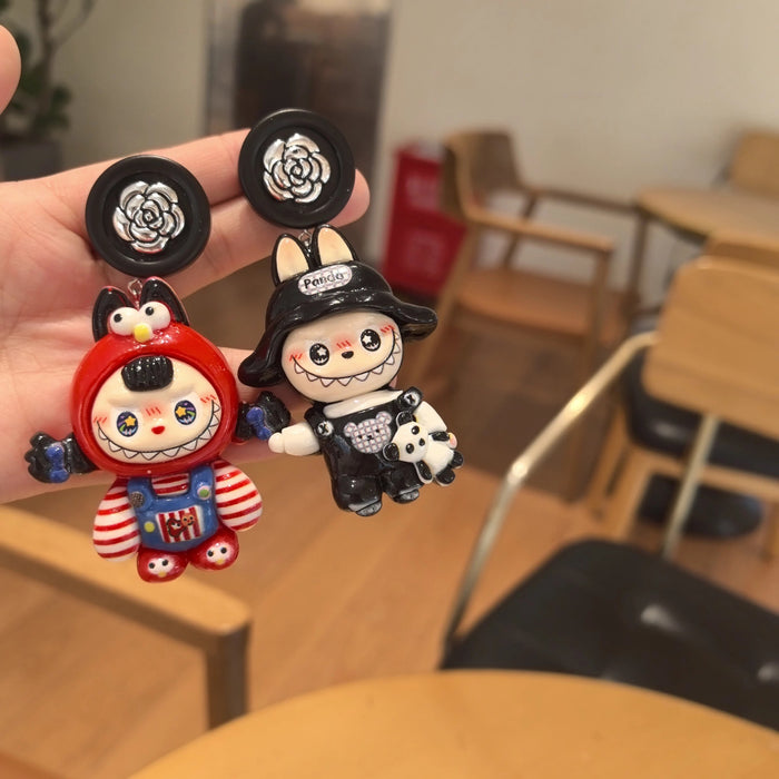 Wholesale handmade cartoon silver pin niche design earrings